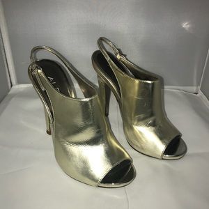Patent Gold Slingbacks